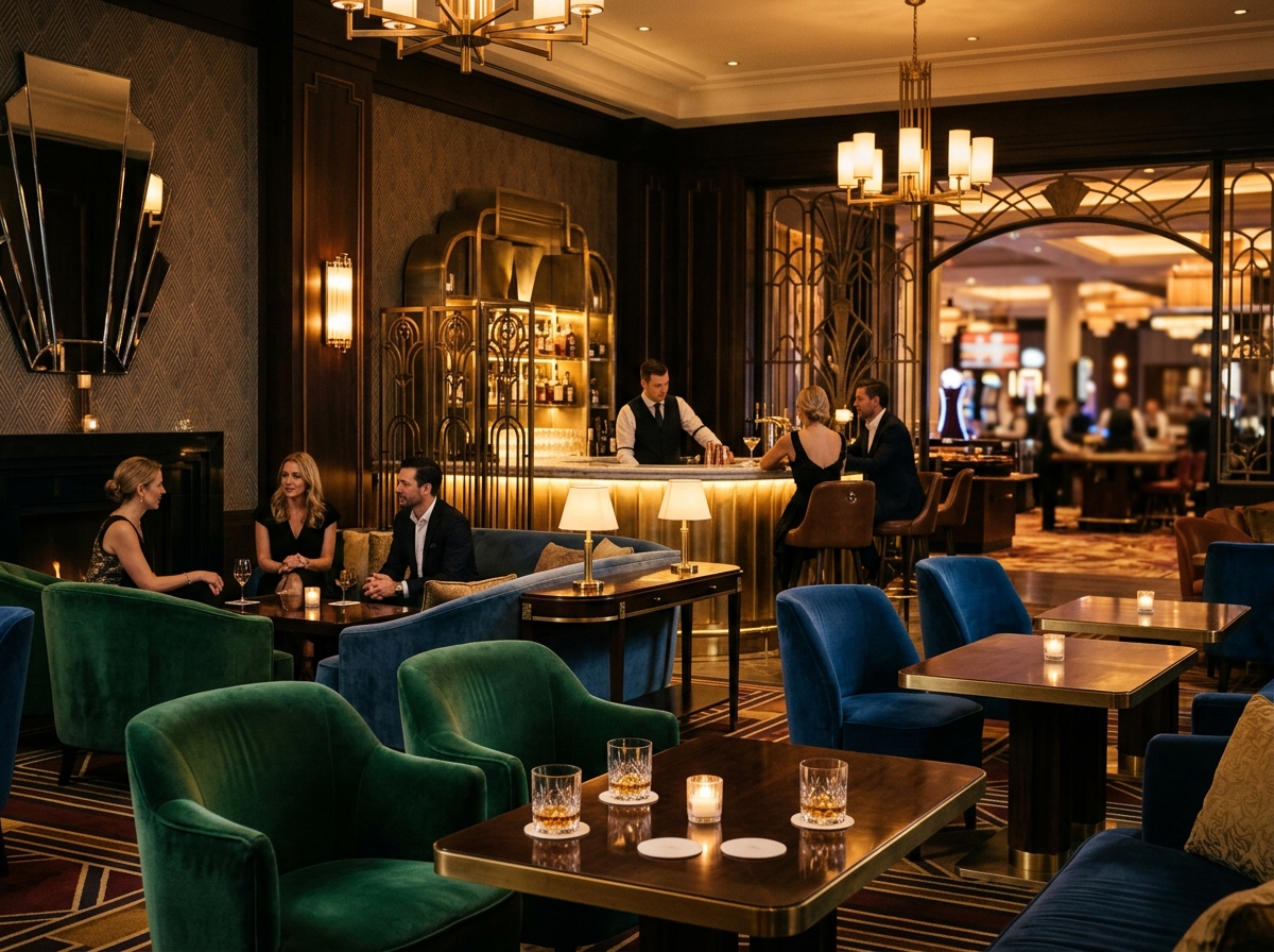 Elegant casino hotel lounge